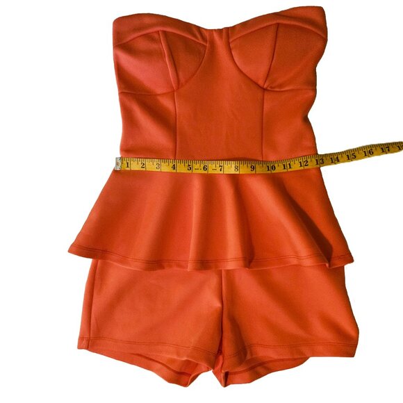 NWT UK2LA Coral Sweetheart Neckline Bustier Bodice Peplum Romper Size Small - Picture 4 of 10